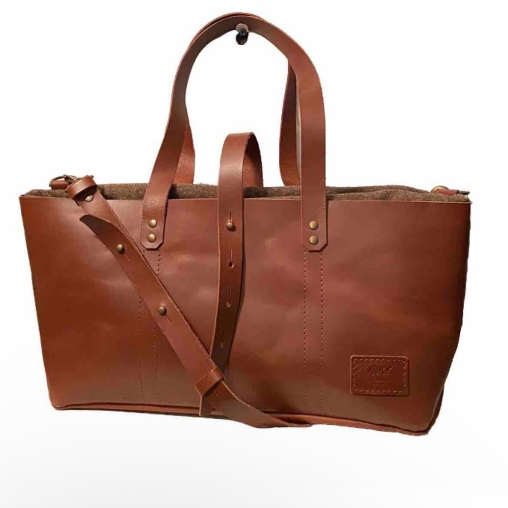 NOISE Chocolate Lounge Tote Bag Vegetable-Tanned Leather Wool Insert Portugal